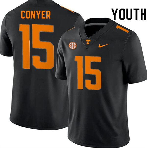 Youth #15 Cristian Conyer Tennessee Volunteers College Football Jerseys Stitched-Black